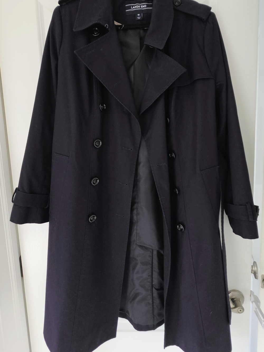 Land's End Women's Navy Trench Coat Excellent Condition Size 18 XL